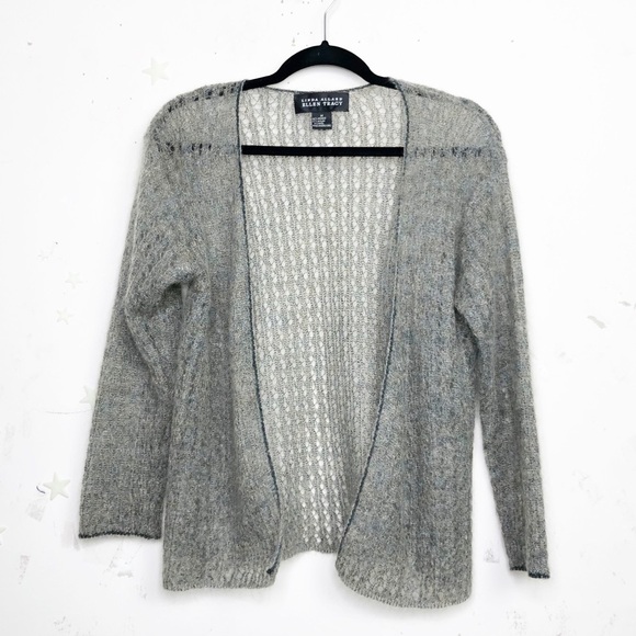 LINDA Allard & Ellen Tracy mohair blend open knit lightweight cardigan - Picture 1 of 7